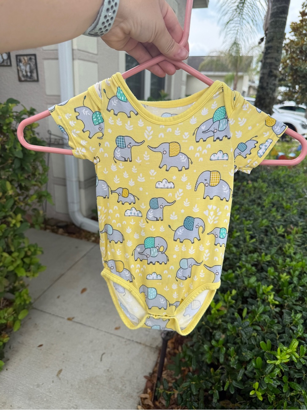 Little Sleepies Yellow Elephant Print One-Piece Bodysuit